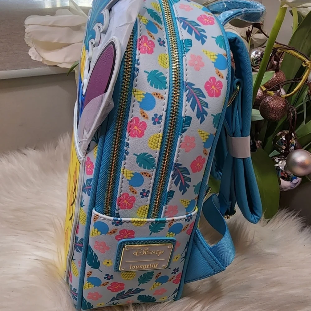 Set of 2Loungefly Disney Backpack: Pineapple Stitch Mini-Backpack&Wallet new